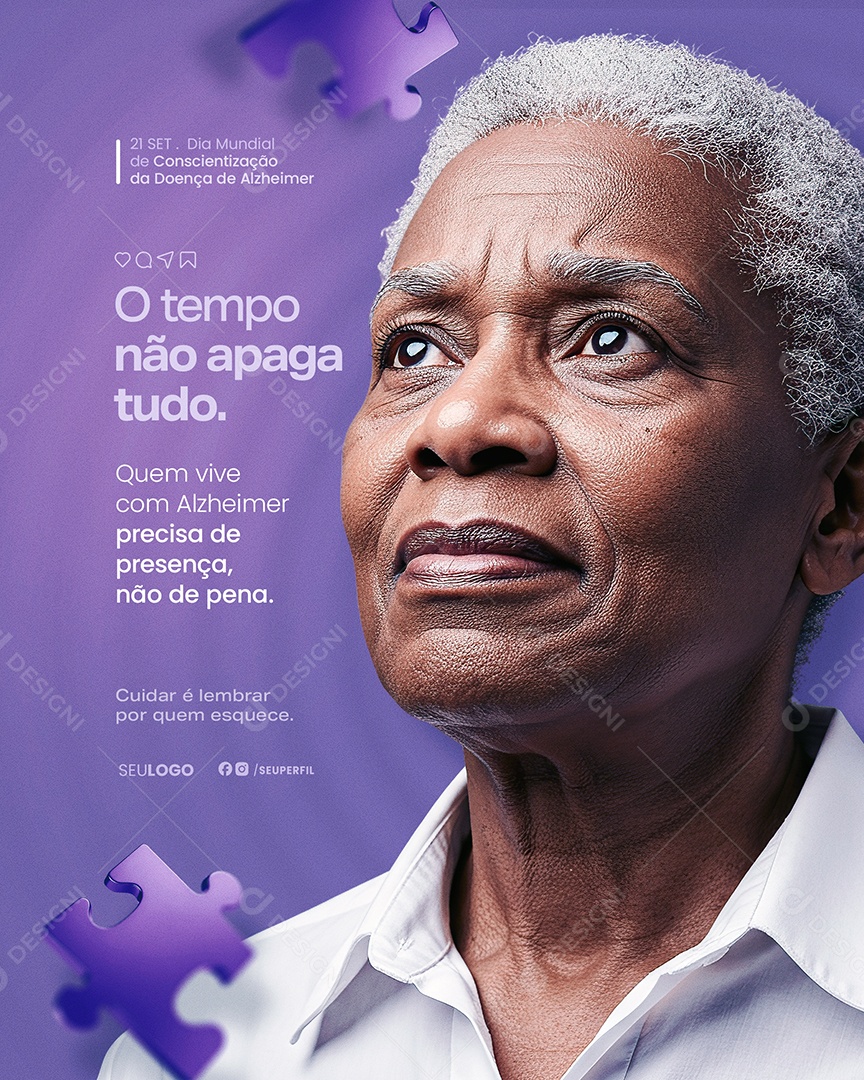 Dia Mundial da Doença de Alzheimer 21 de Setembro O Tempo Não Apaga Tudo Social Media PSD Editável