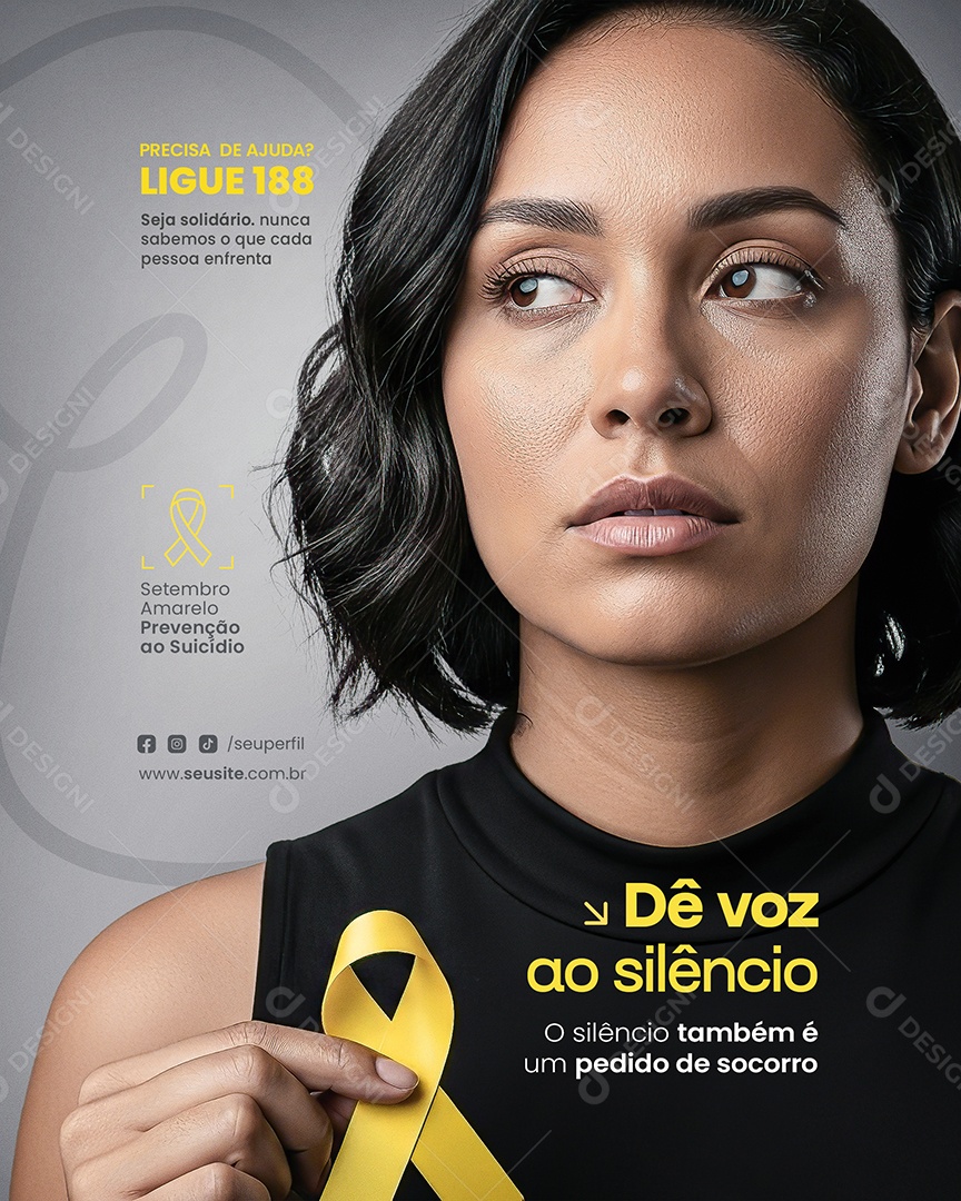 Setembro Amarelo Dê Voz ao Silêncio Social Media PSD Editável