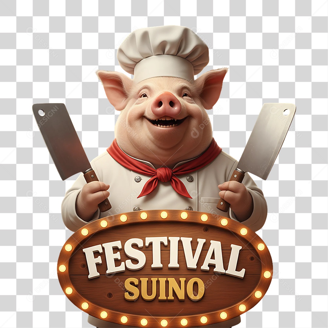 Selo 3D Festival Suíno PNG Transparente