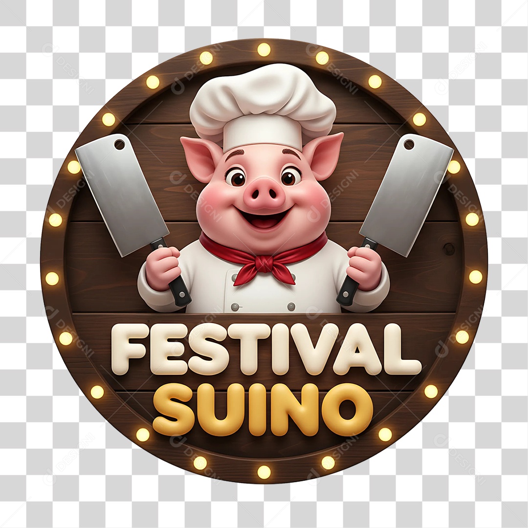 Selo 3D Festival Suíno PNG Transparente