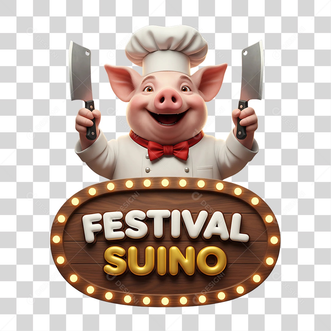 Selo 3D Festival Suíno PNG Transparente
