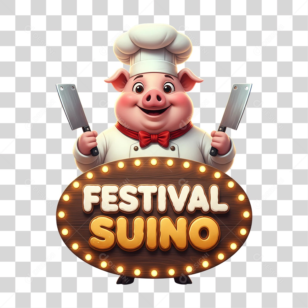 Selo 3D Festival Suíno PNG Transparente