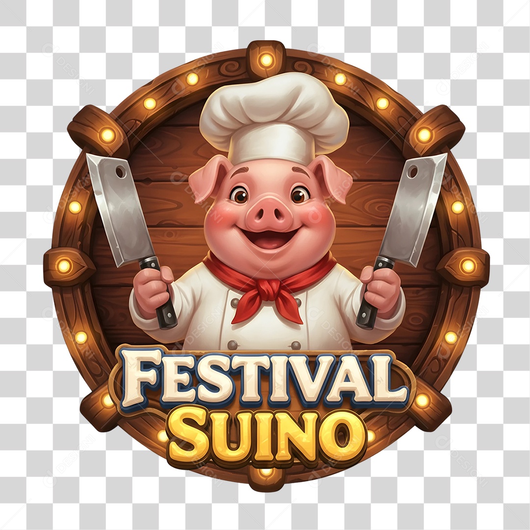 Selo 3D Festival Suíno PNG Transparente