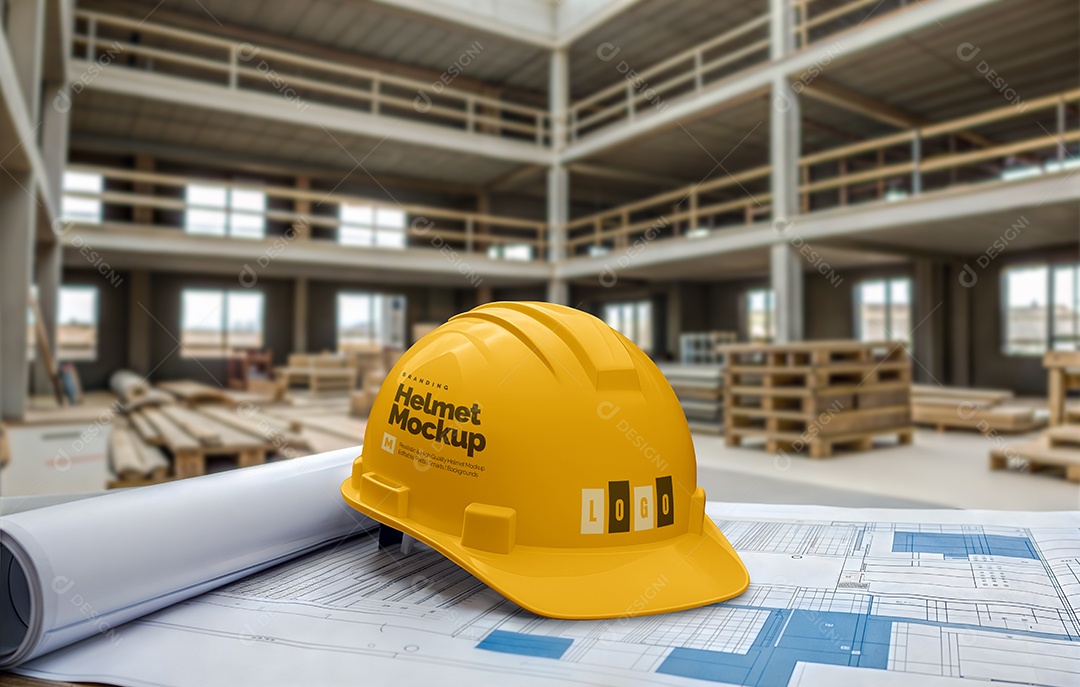 Capacete de Construção PSD Editável Mockup