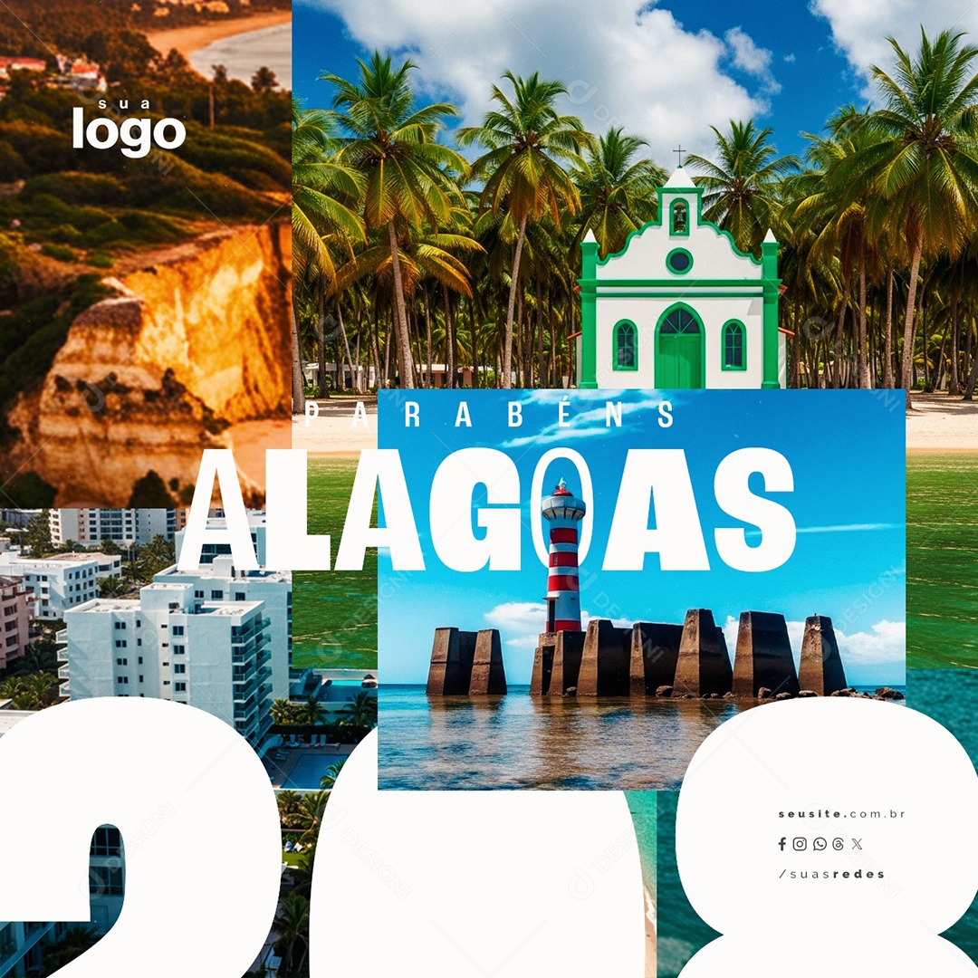 Aniversário de Alagoas 16 de Setembro Parabéns Social Media PSD Editável