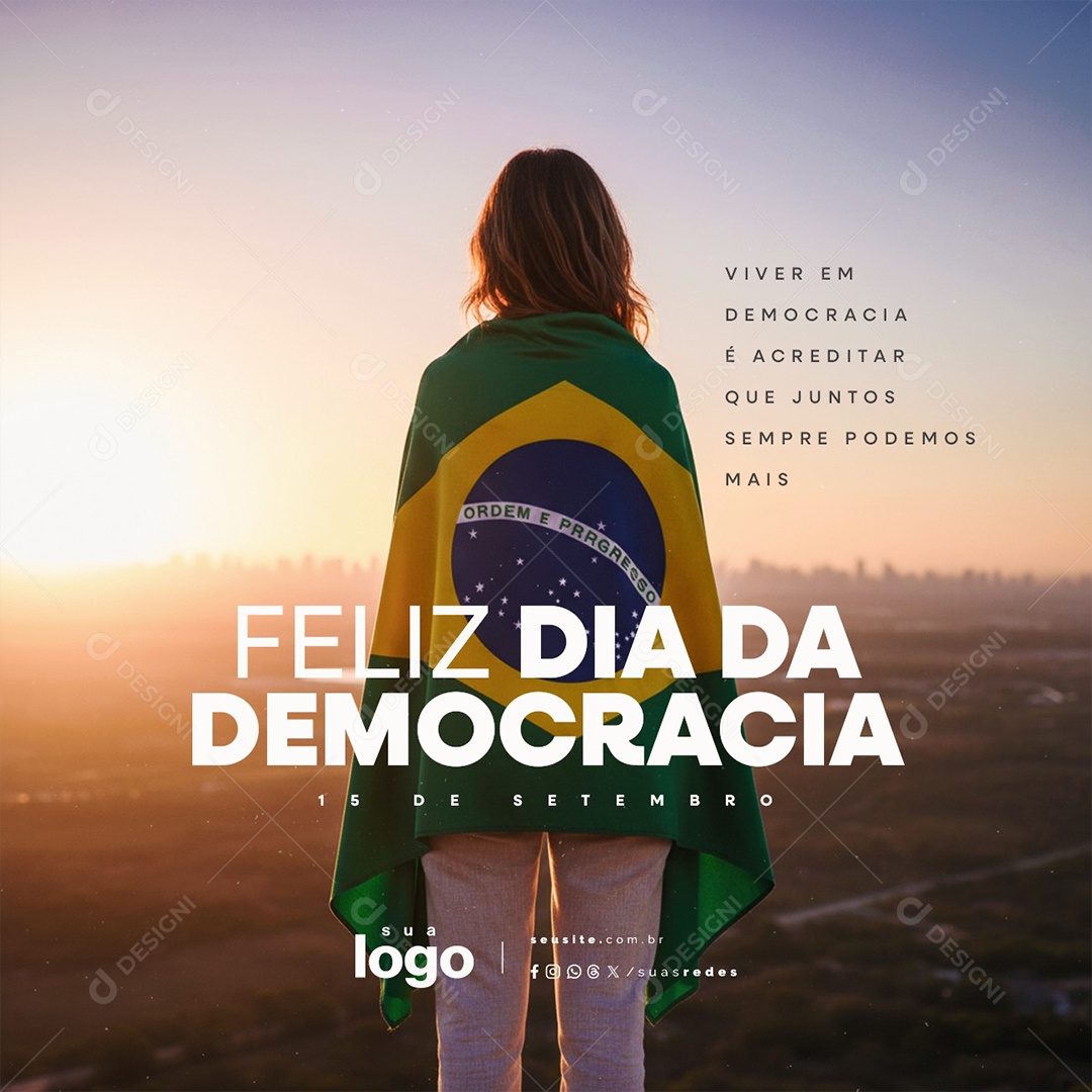 Feliz Dia da Democrácia 15 de Setembro Social Media PSD Editável