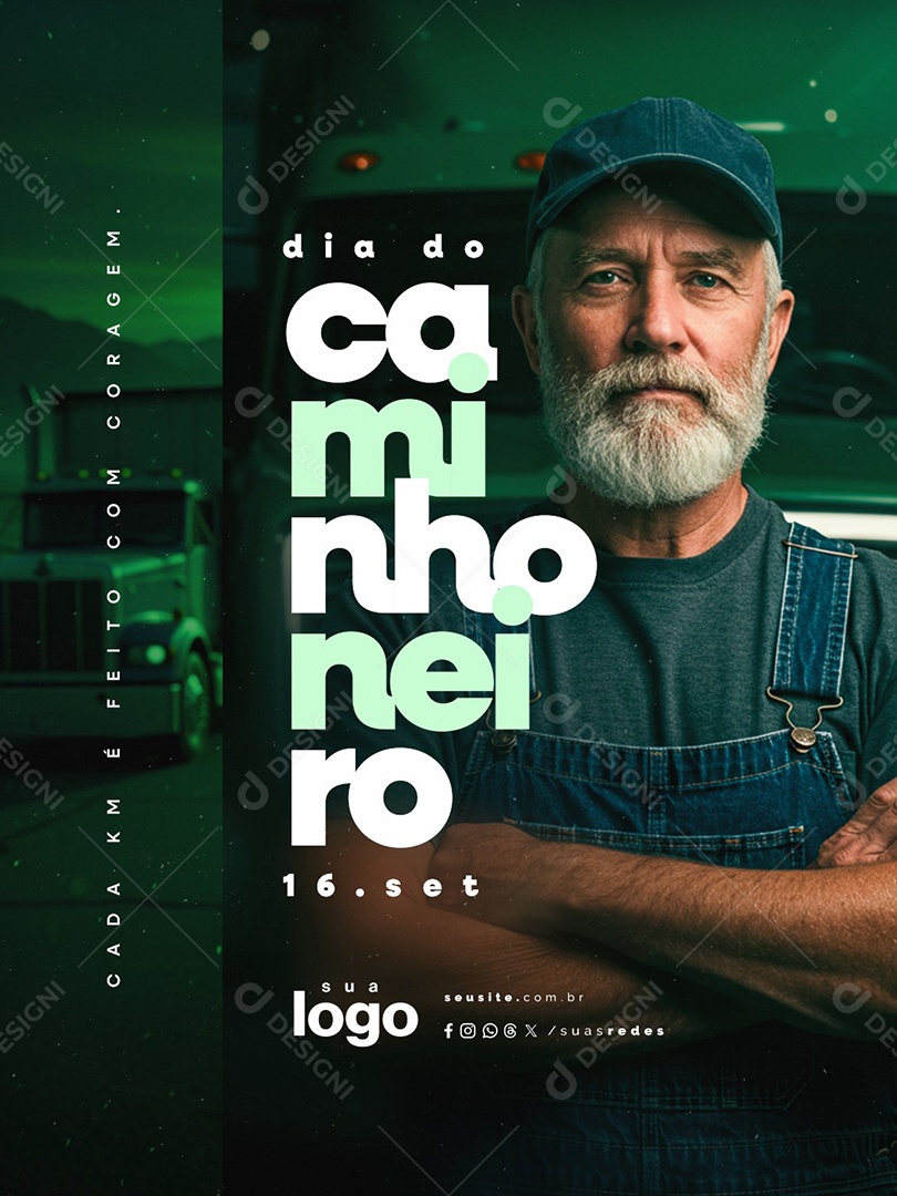 Dia do Caminhoneiro 16  de Setembro Social Media PSD Editável