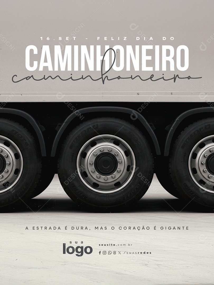 Feliz Dia do Caminhoneiro 16  de Setembro Social Media PSD Editável