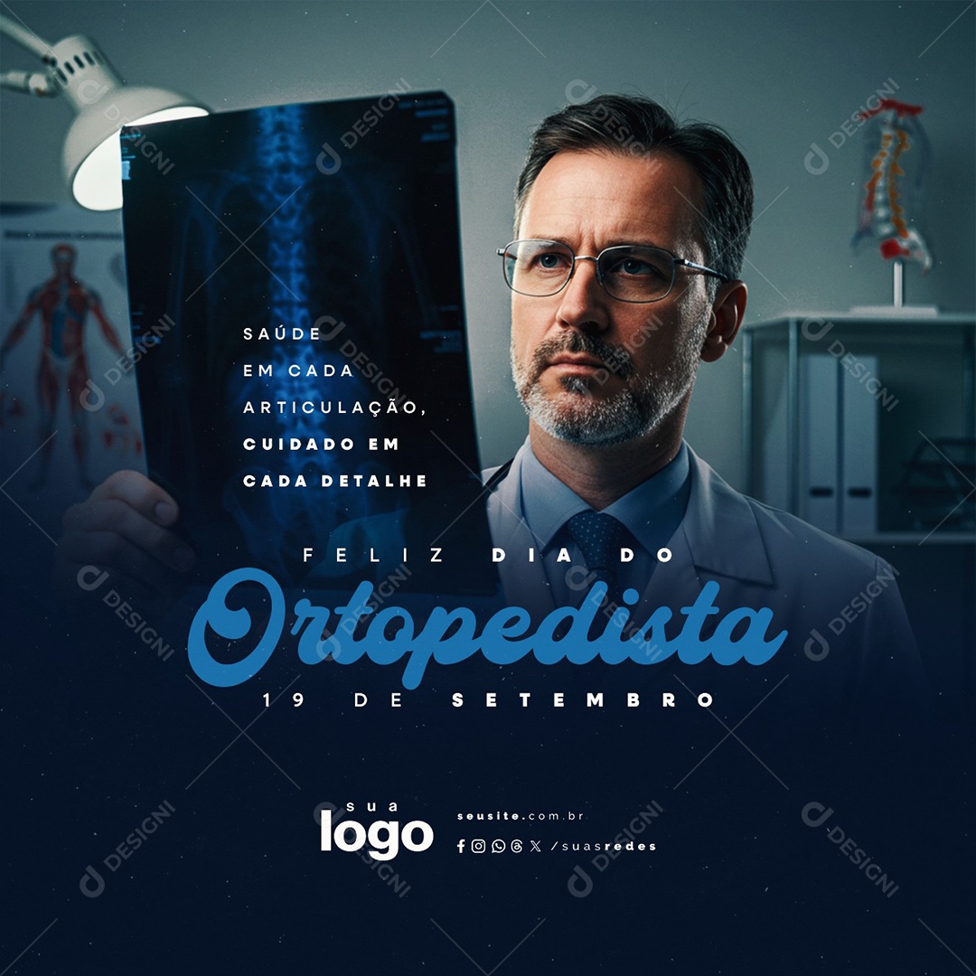 Feliz Dia do Ortopedista 19 de Setembro Saúde em Cada Articulação Social Media PSD Editável