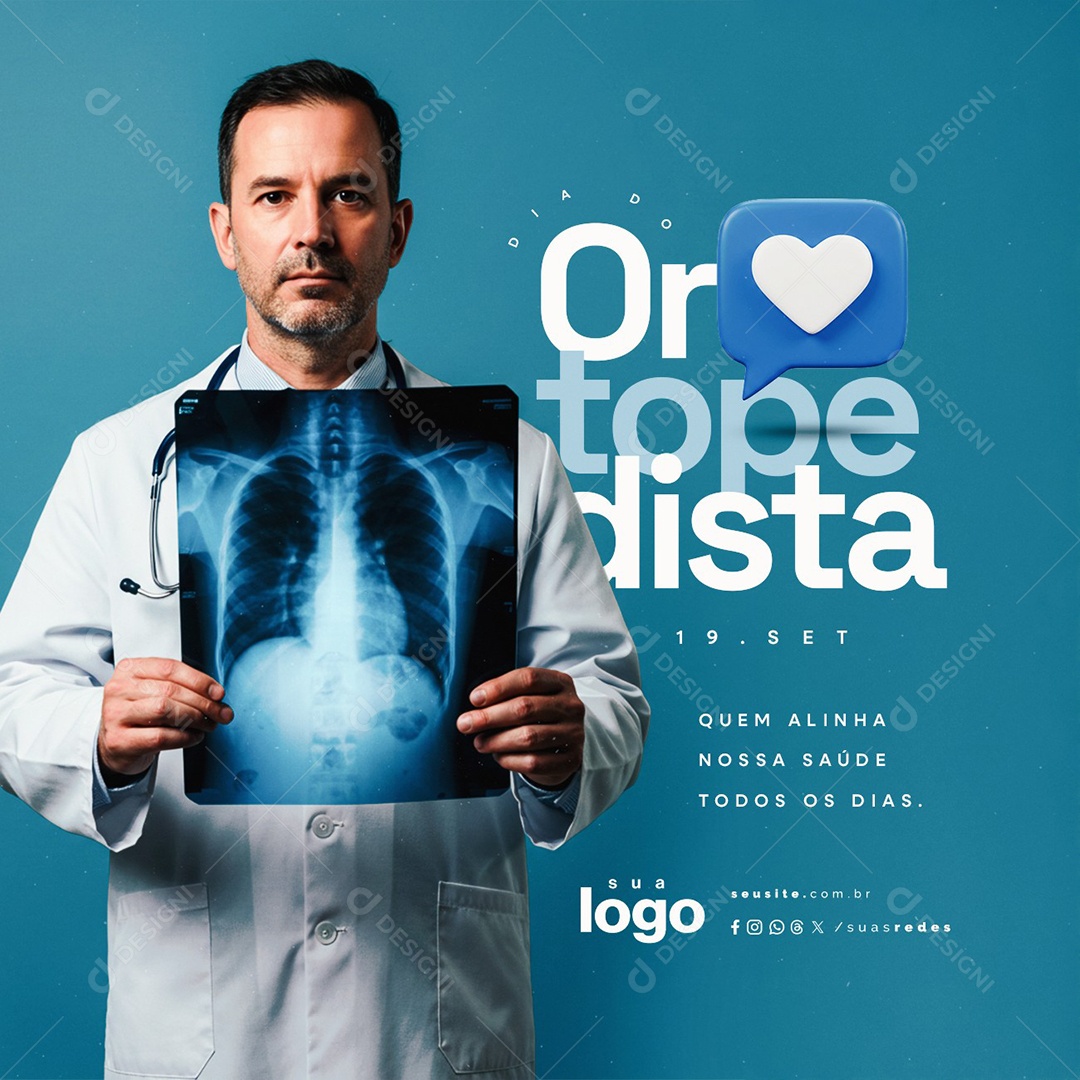 Dia do Ortopedista 19 de Setembro Quem Alinha Nossa Saúde Saúde Social Media PSD Editável