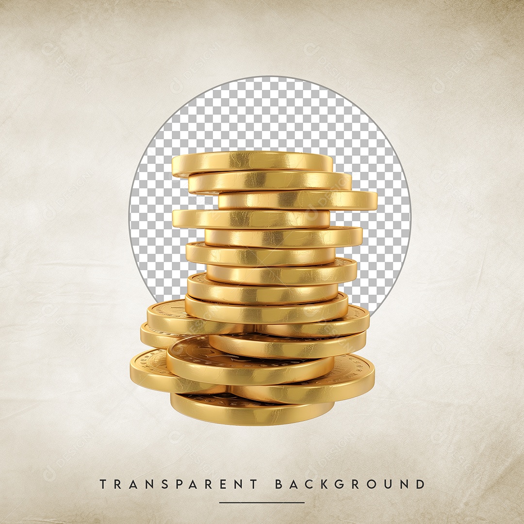 Elemento 3D Moedas Para Composição PSD
