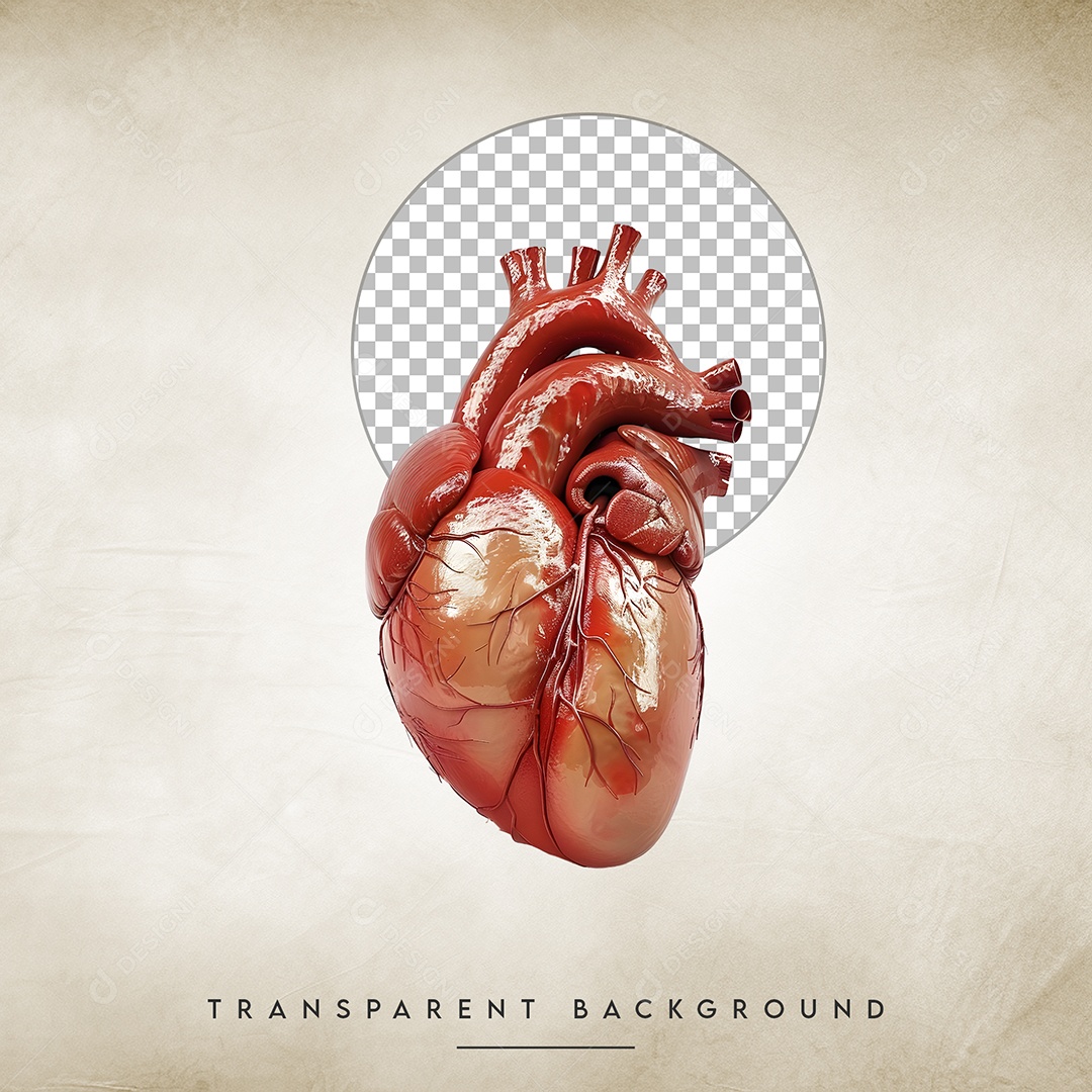 Elemento 3D Coração Humano Para Composição PSD
