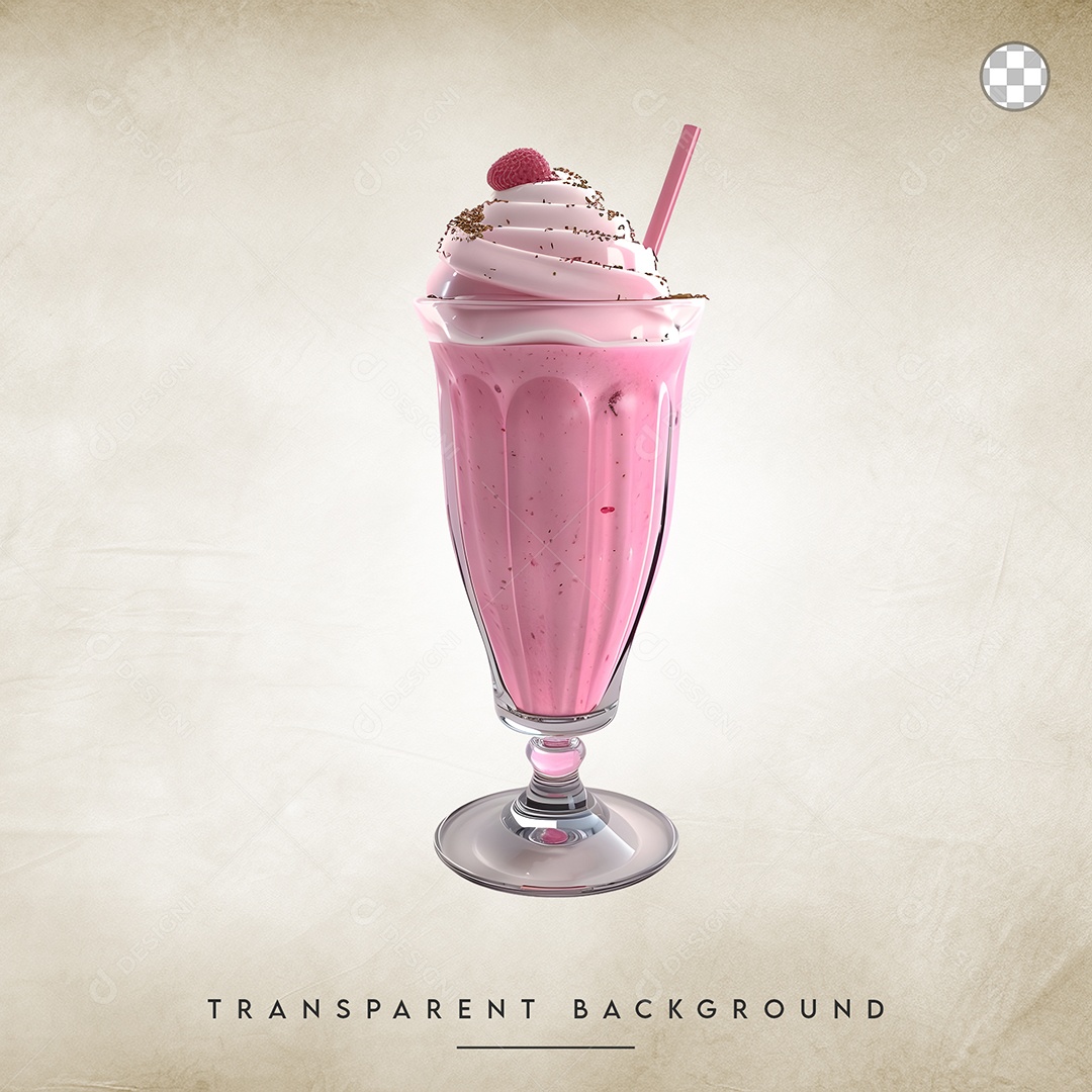 Elemento 3D Milkshake Para Composição PSD
