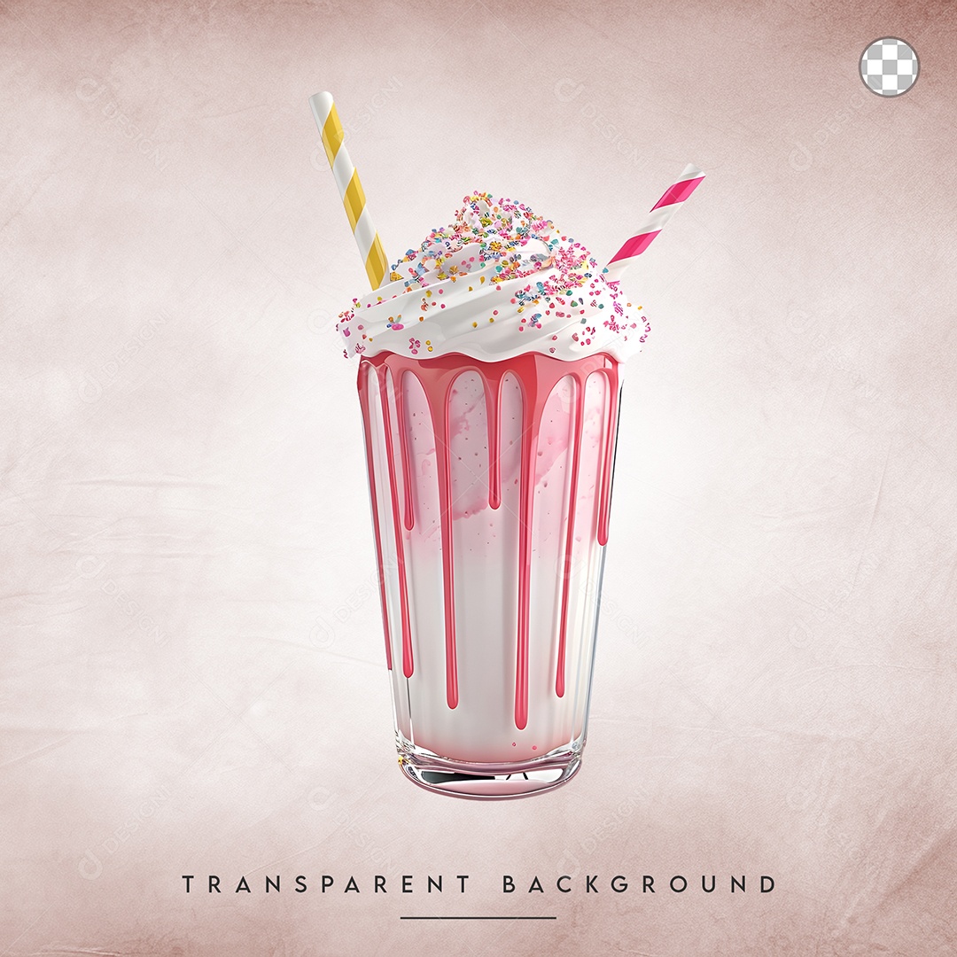 Elemento 3D Milkshake Para Composição PSD