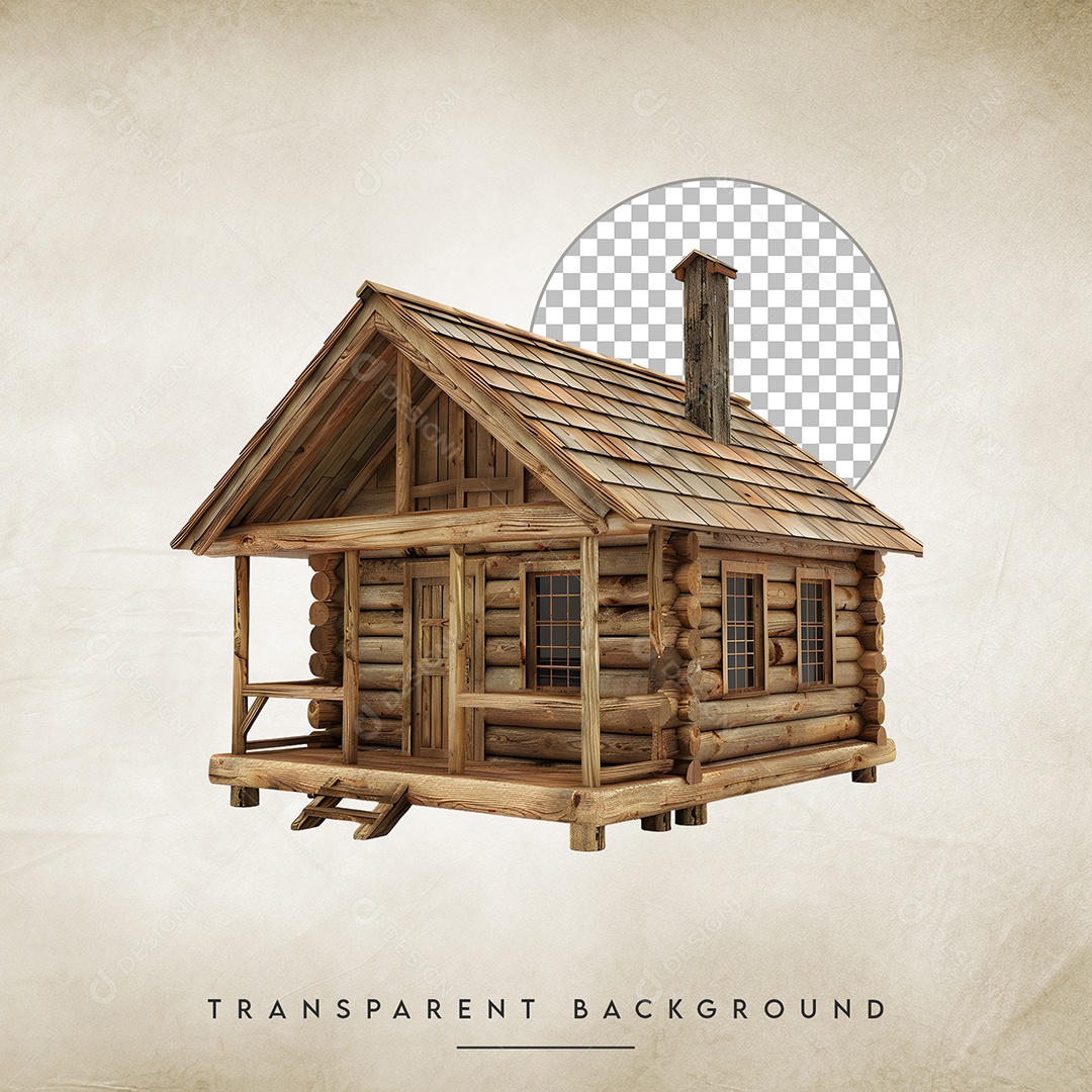 Elemento 3D Casa Rústica Para Composição PSD