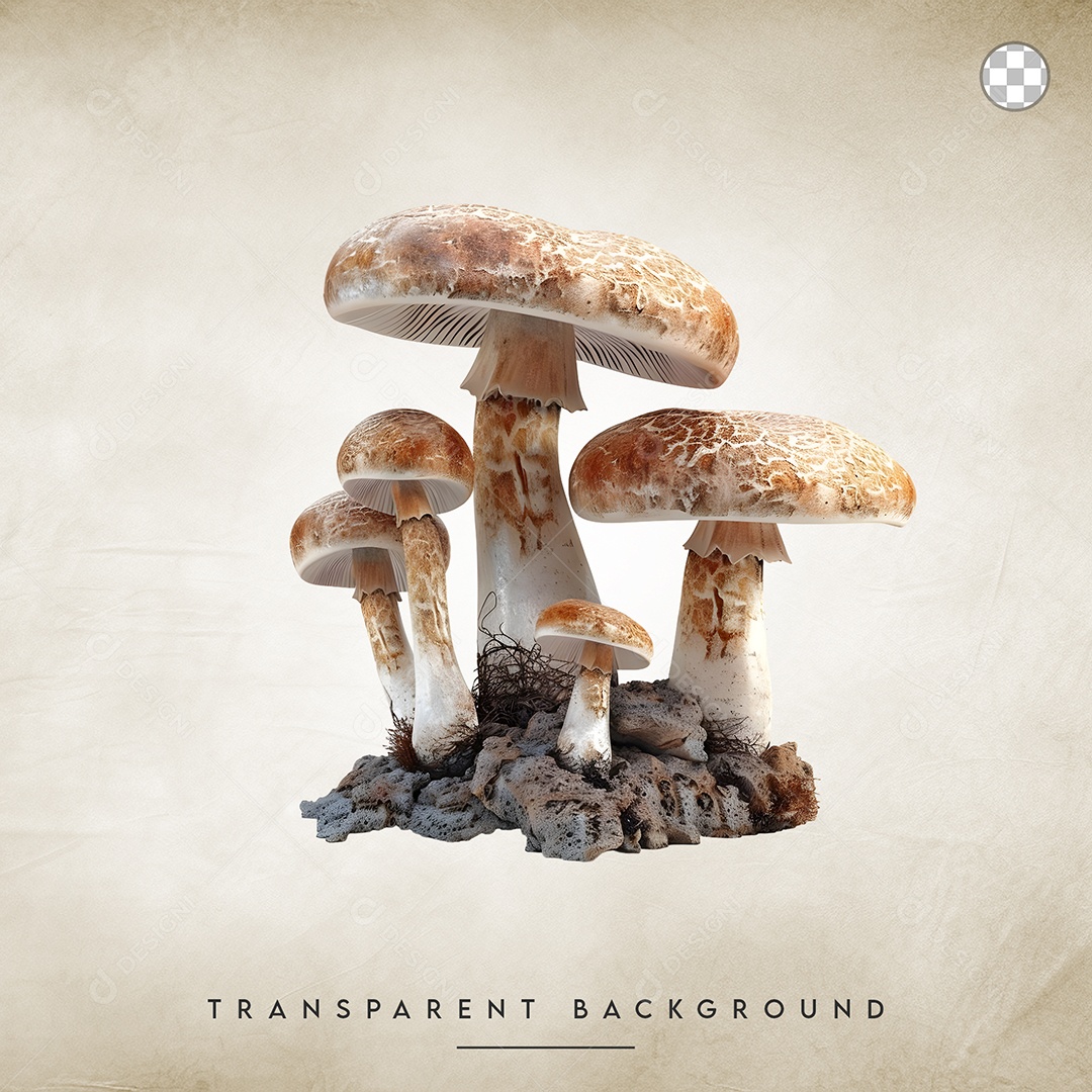 Elemento 3D Cogumelos Para Composição PSD