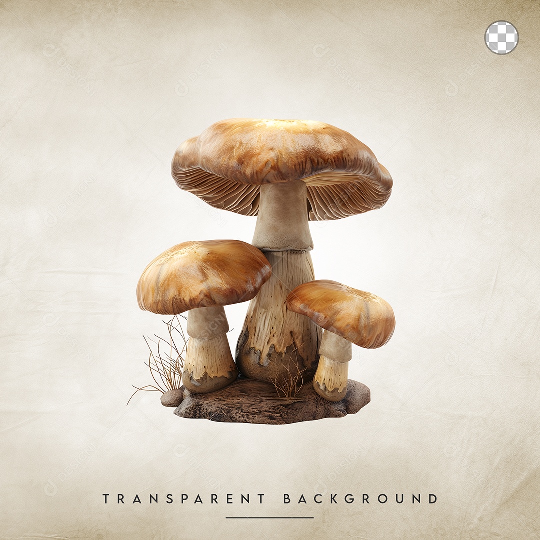 Elemento 3D Cogumelos Para Composição PSD
