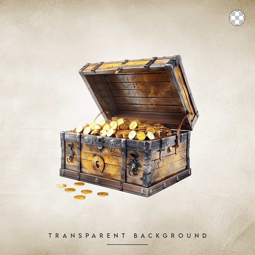 Elemento 3D Baú Para Composição PSD