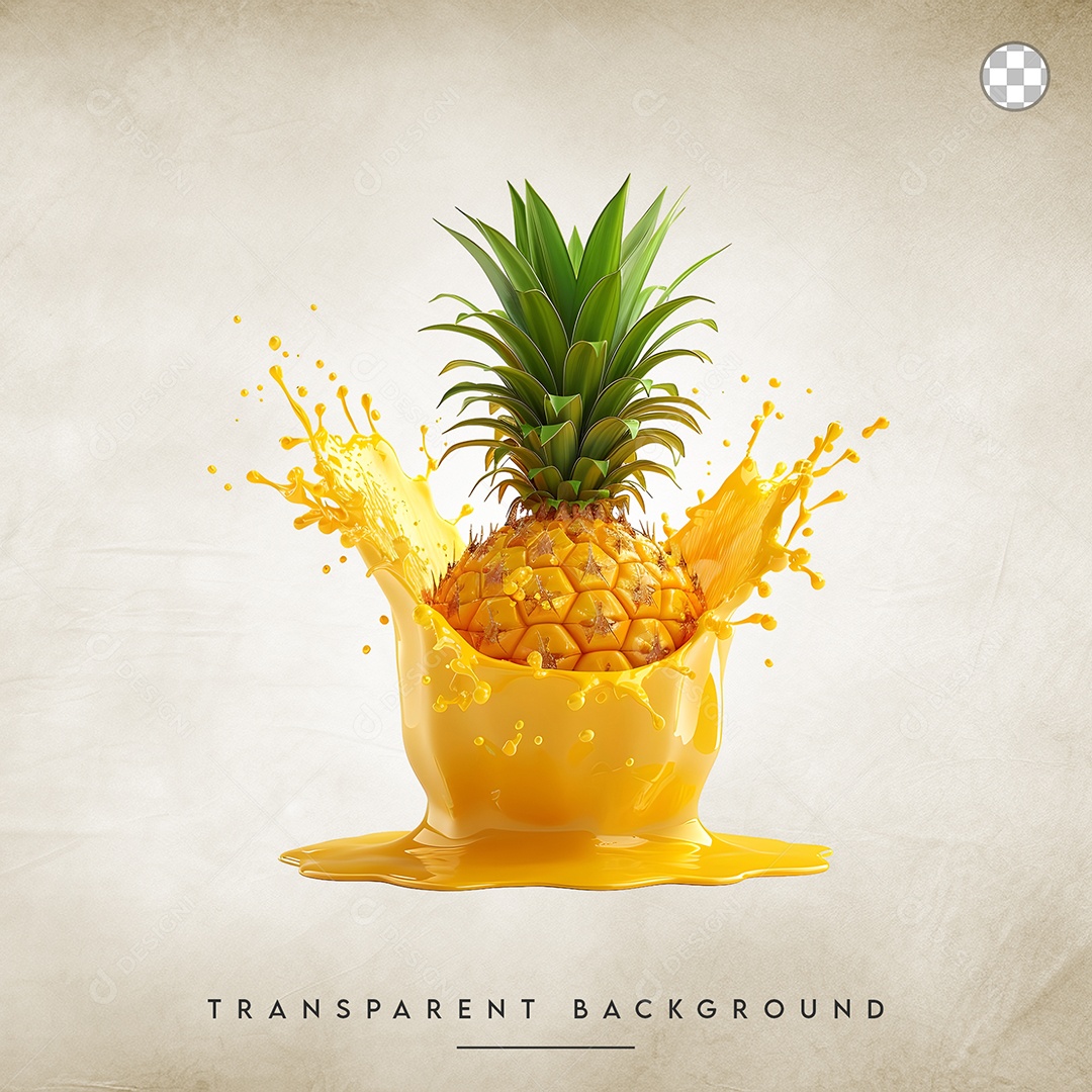 Elemento 3D Abacaxi  Para Composição PSD