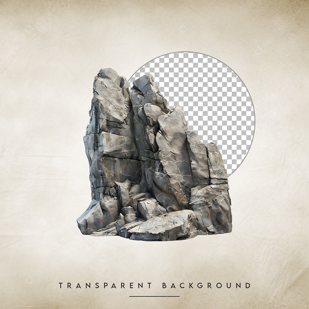 Elemento 3D Pedra Para Composição PSD