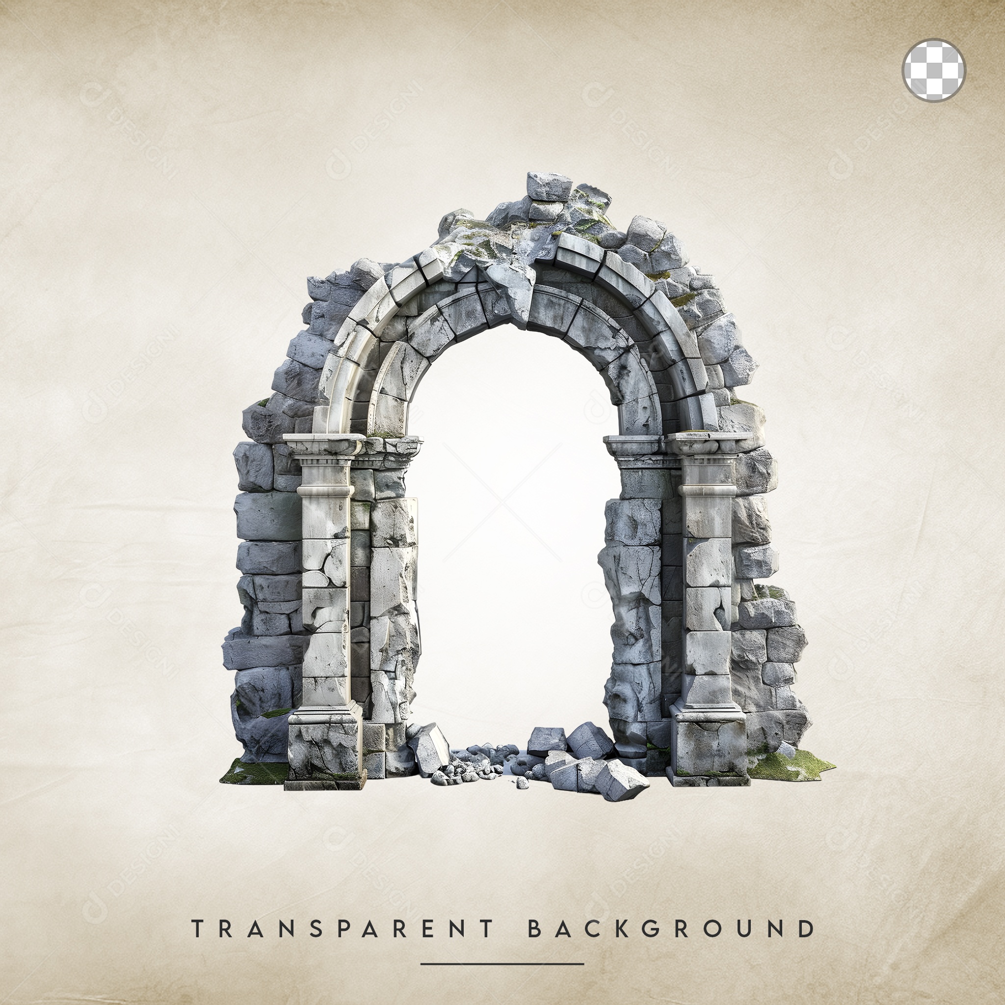 Elemento 3D Ruínas Para Composição PSD