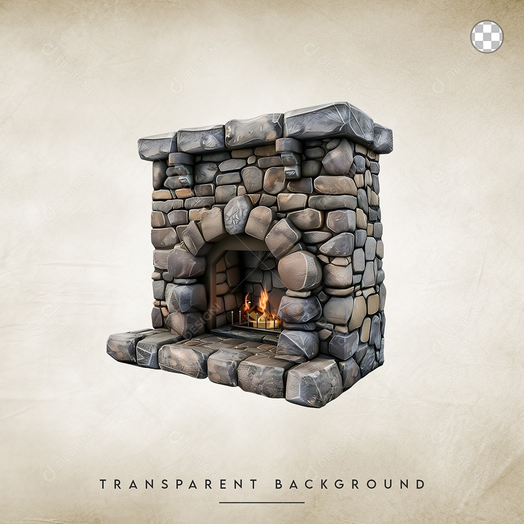 Elemento 3D Lareira Para Composição PSD