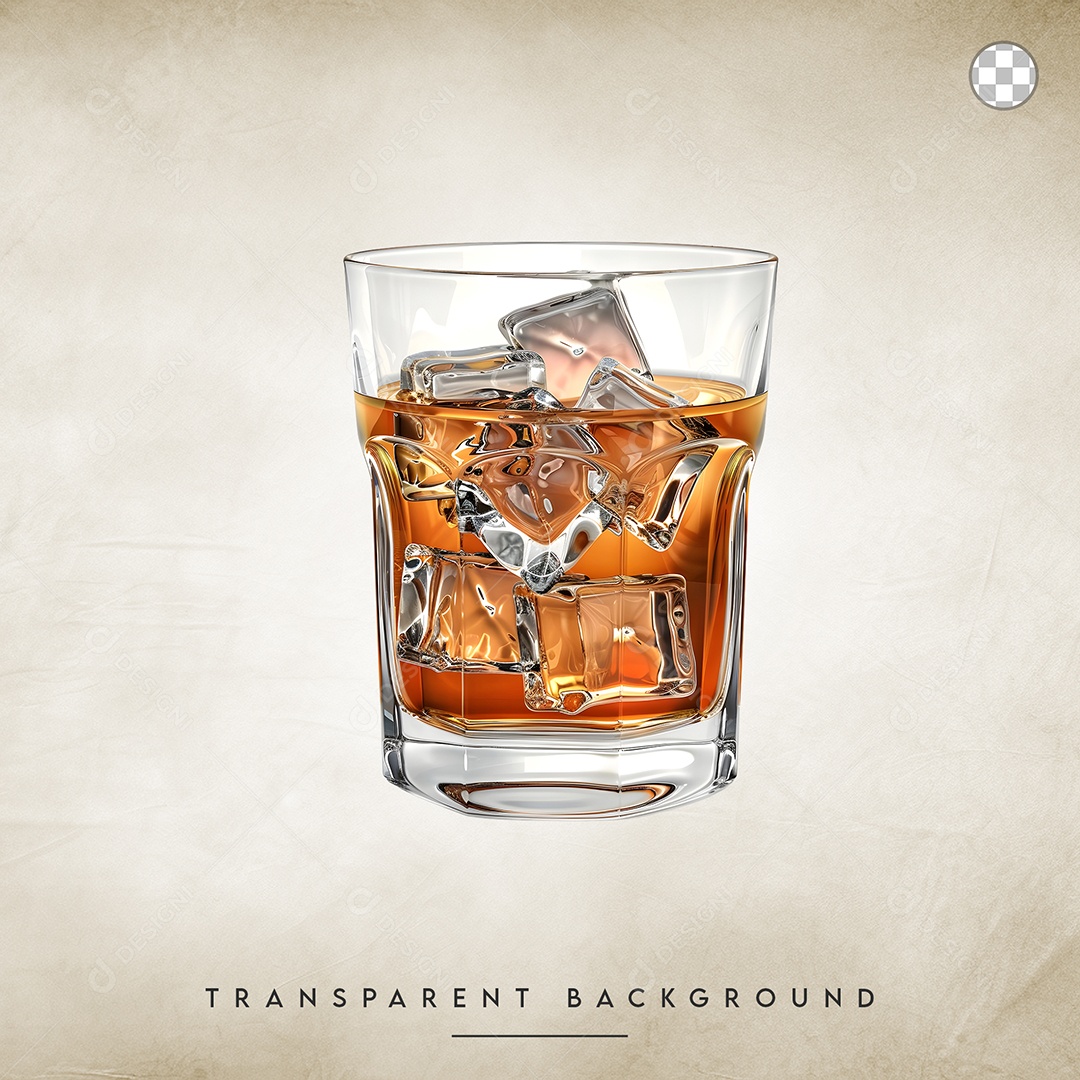 Elemento 3D whisky  Para Composição PSD