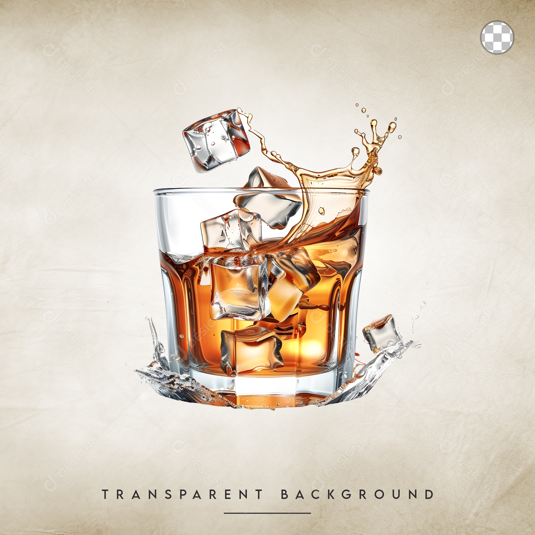 Elemento 3D whisky  Para Composição PSD