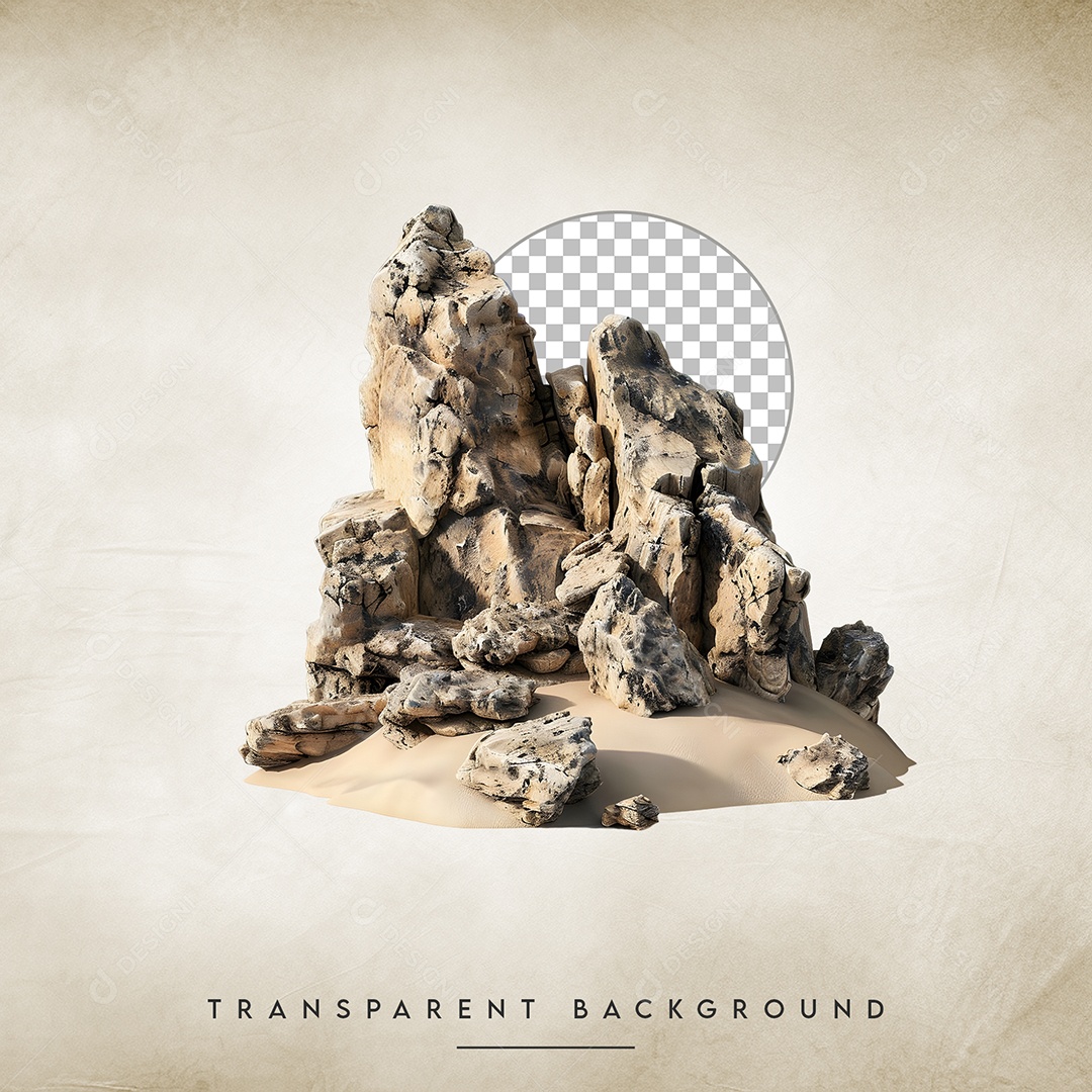 Elemento 3D Pedra Para Composição PSD