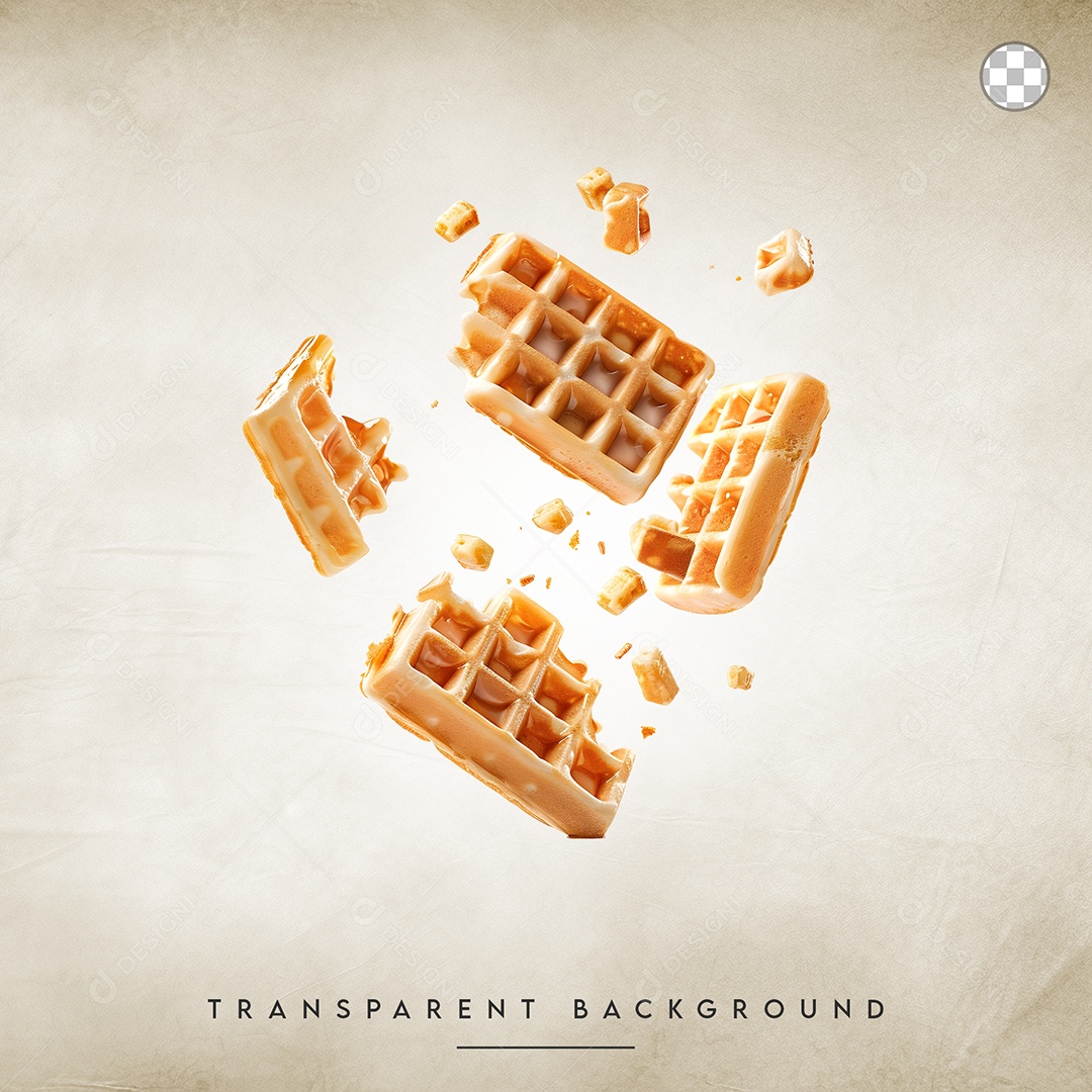 Elemento 3D Waffles Para Composição PSD
