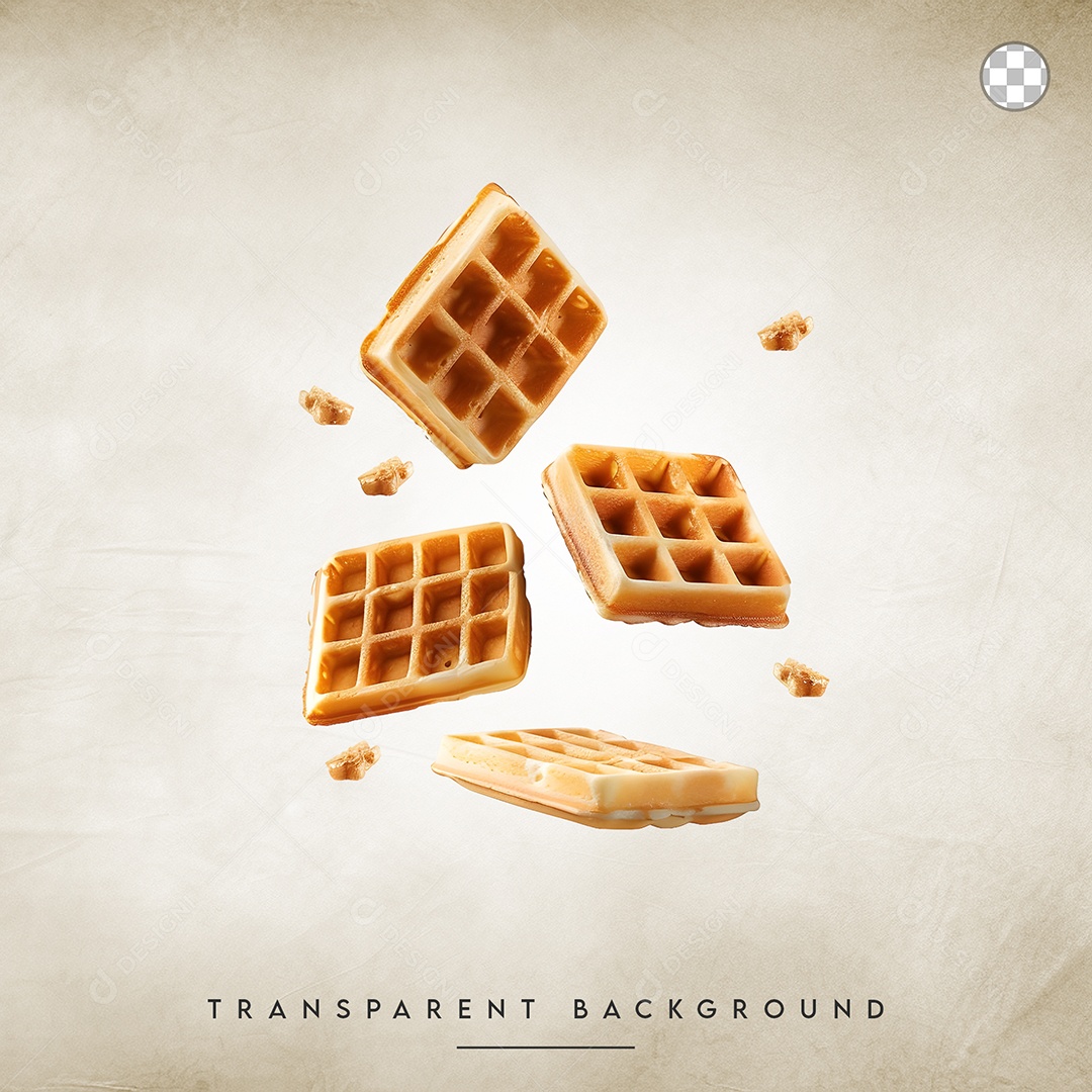 Elemento 3D Waffles Para Composição PSD