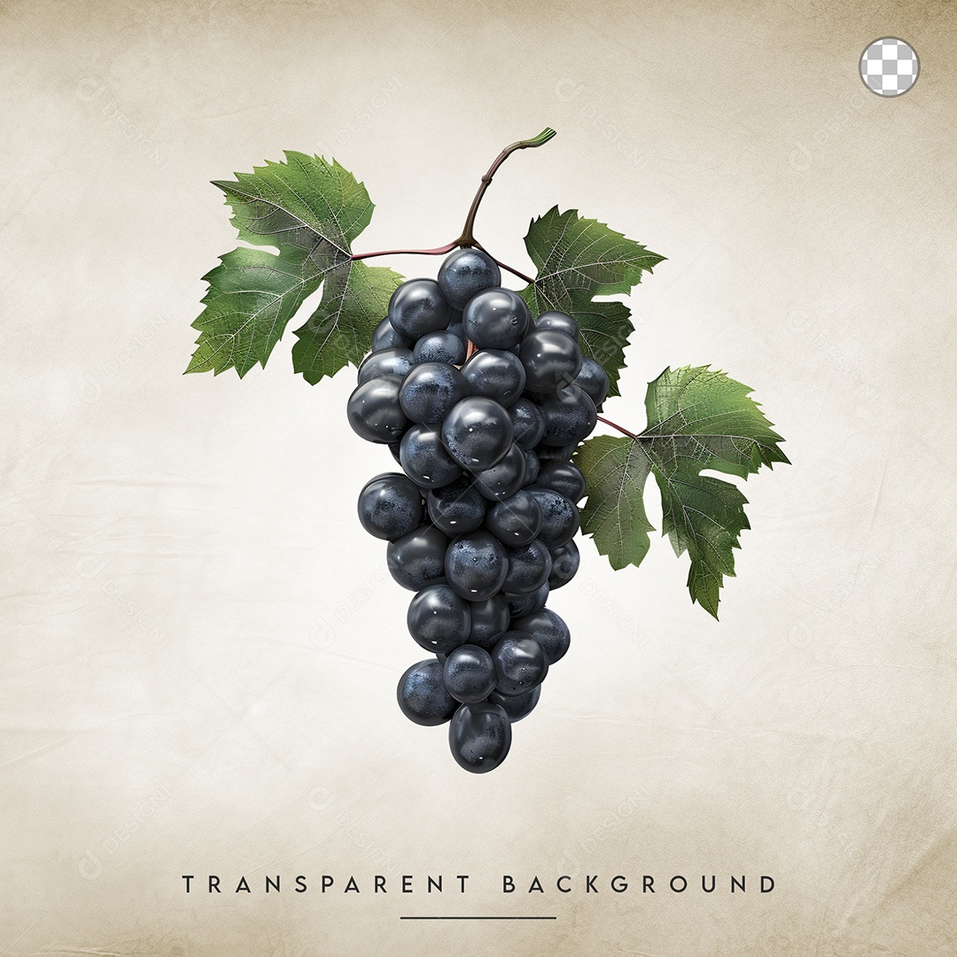 Elemento 3D Uva Para Composição PSD