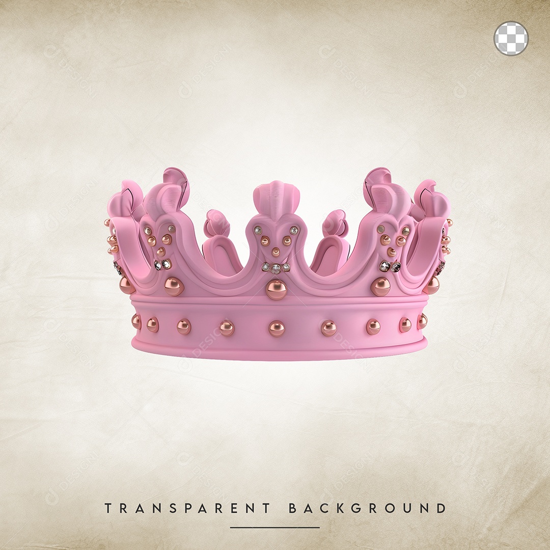 Elemento 3D Coroa Rosa Para Composição PSD