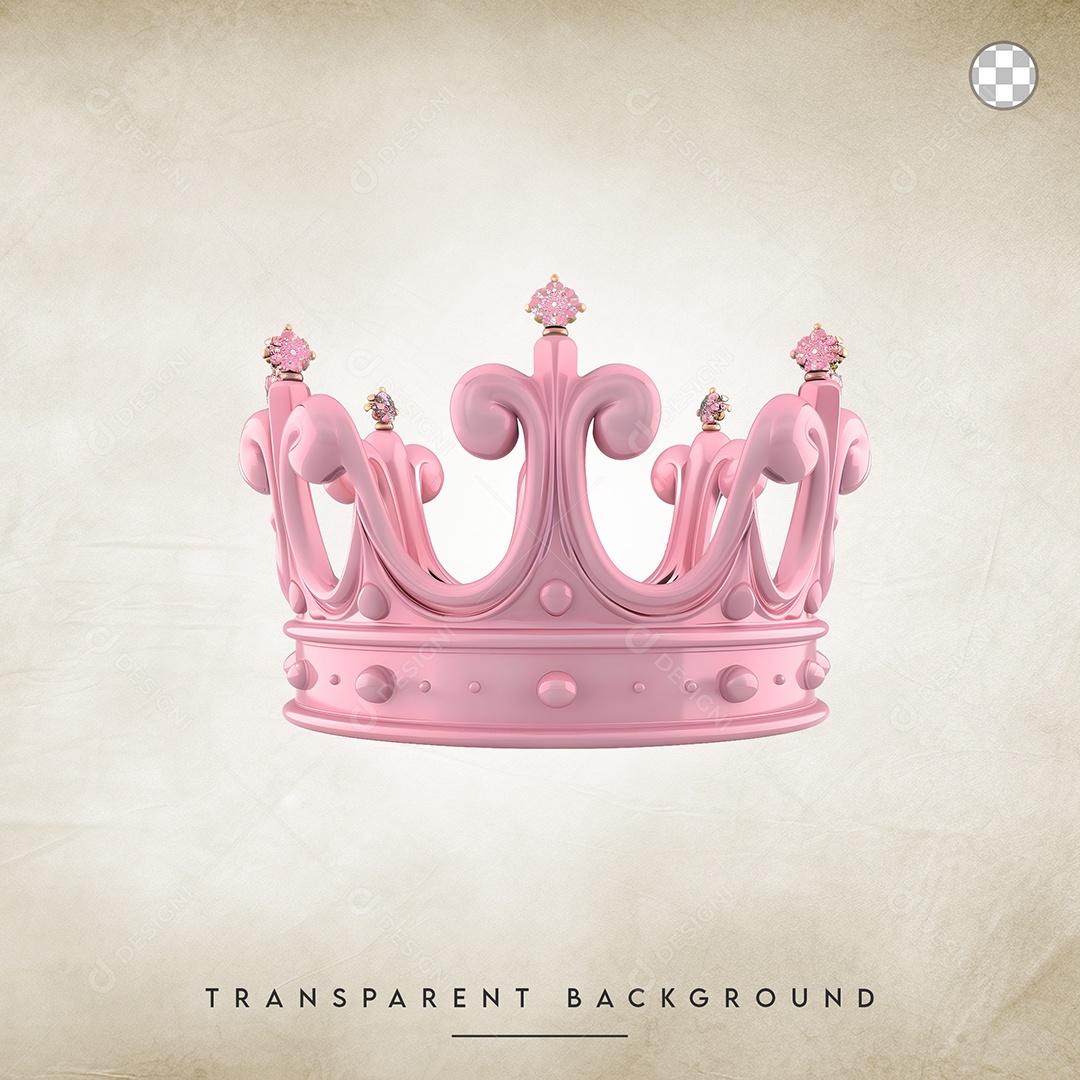 Elemento 3D Coroa Rosa Para Composição PSD