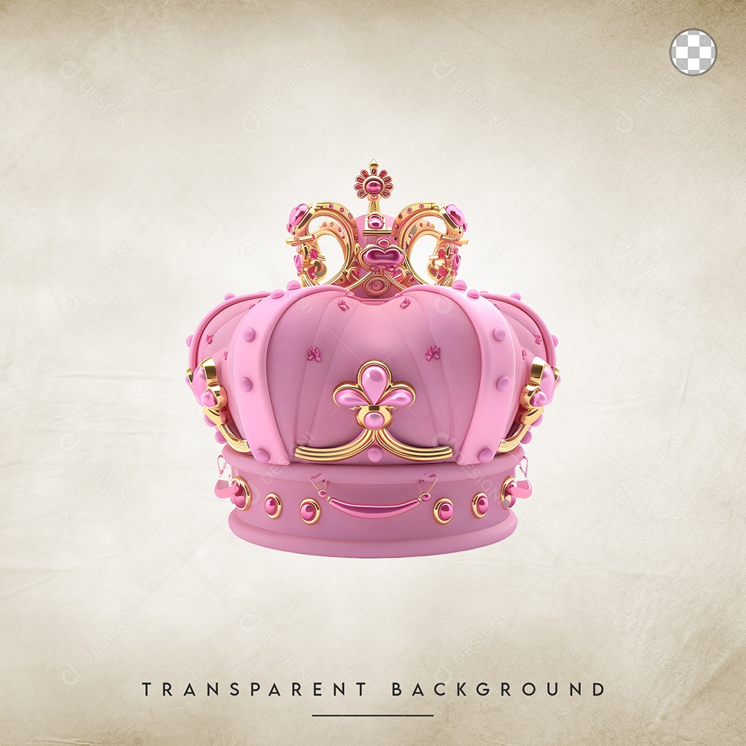 Elemento 3D Coroa Rosa Para Composição PSD