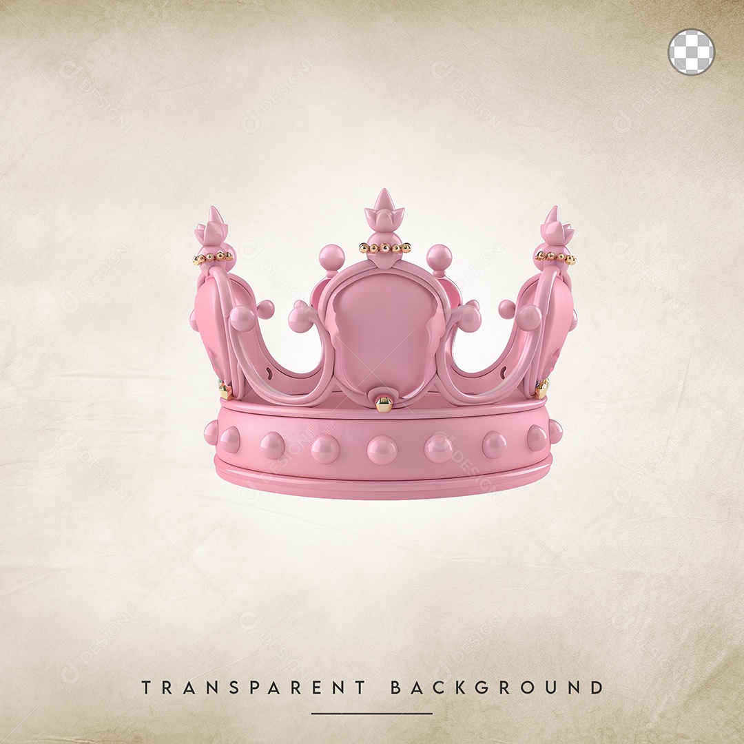 Elemento 3D Coroa Rosa Para Composição PSD