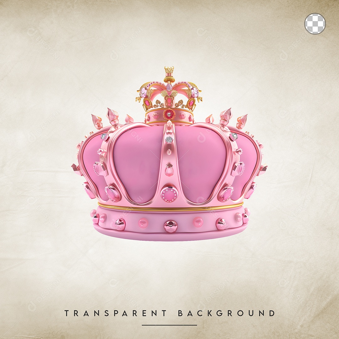 Elemento 3D Coroa Rosa Para Composição PSD