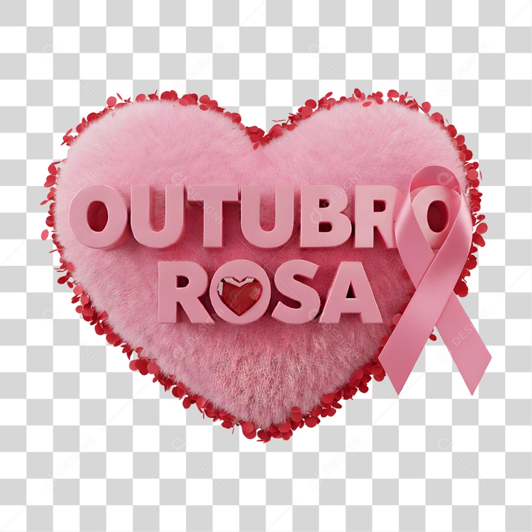 Selo 3D Outubro Rosa PNG Transparente