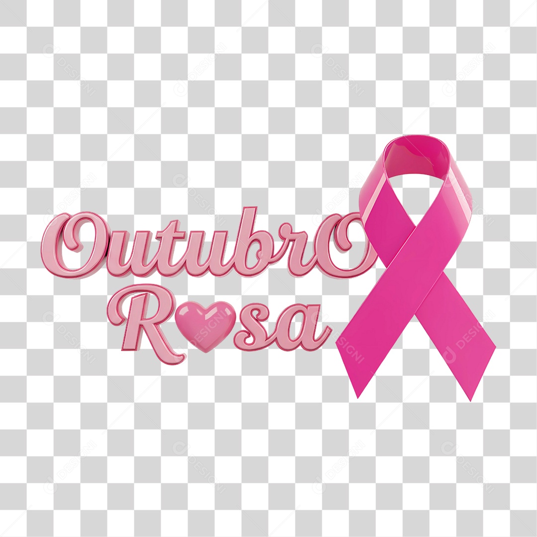 Texto 3D Outubro Rosa PNG Transparente