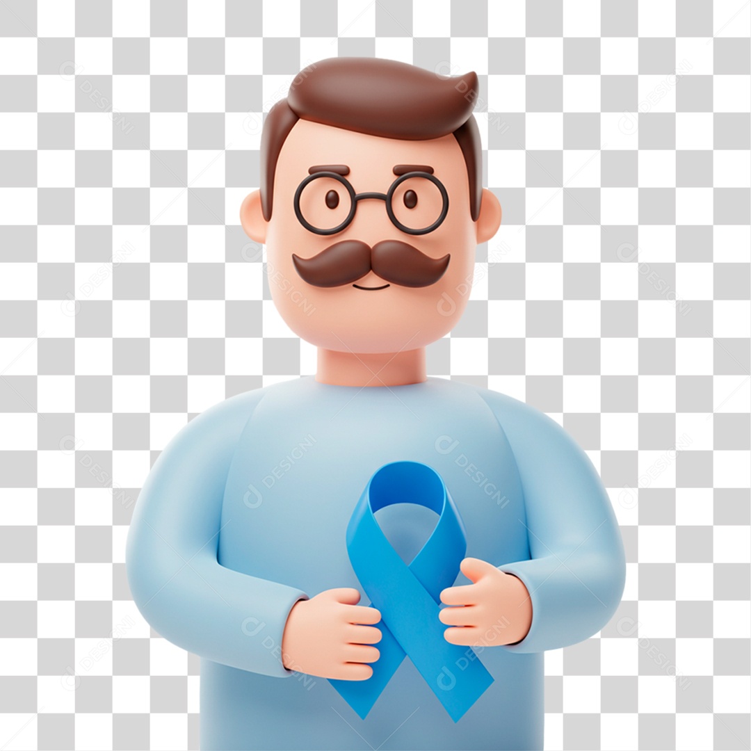 Personagem Homem com Laço Azul PNG Transparente