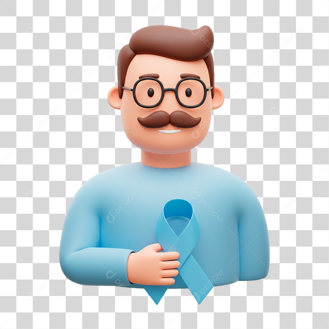 Personagem Homem com Laço Azul PNG Transparente