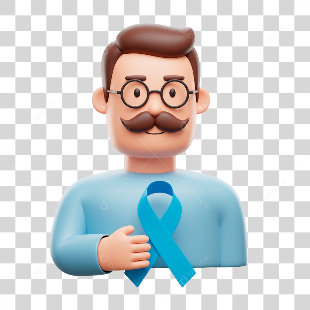 Personagem Homem com Laço Azul PNG Transparente
