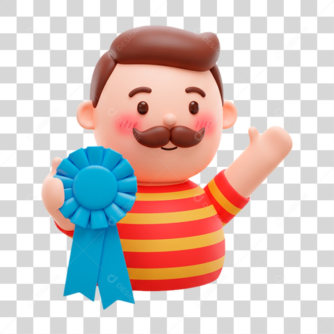 Personagem Homem com Laço Azul PNG Transparente