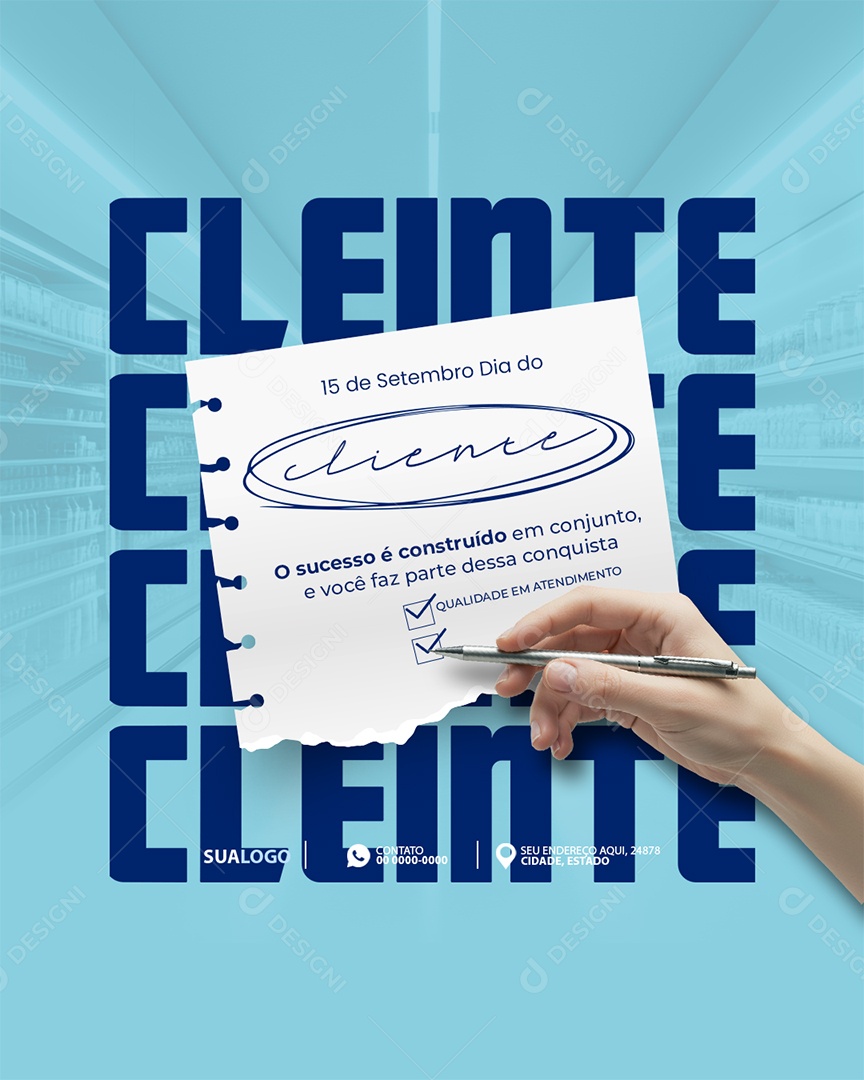 15 de Setembro Dia do Cliente o Sucesso é Construido Social Media PSD Editável