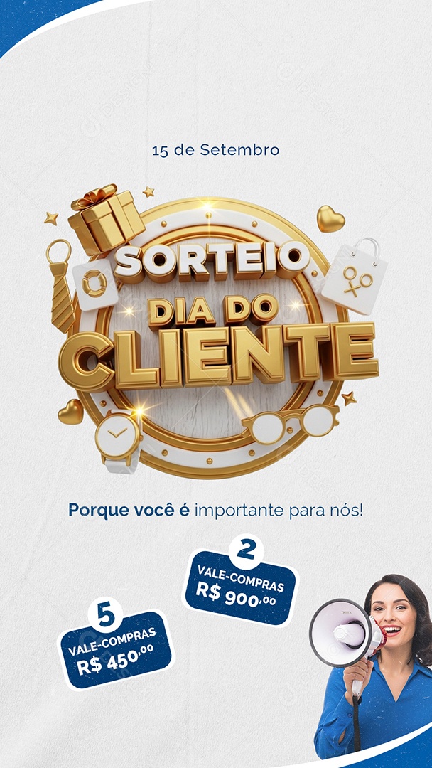 Sorteio Dia do Cliente Story Social Media PSD Editável