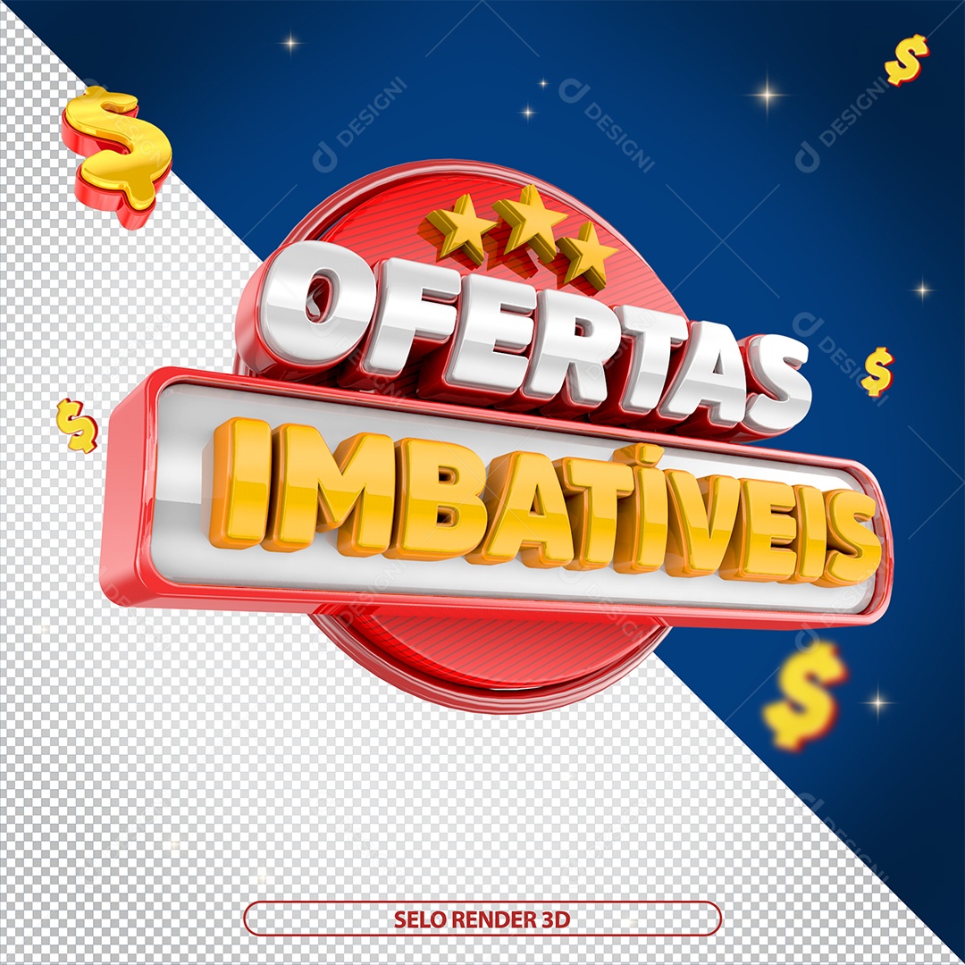 Selo 3D Oferta Imbativel para Composição PSD Editável