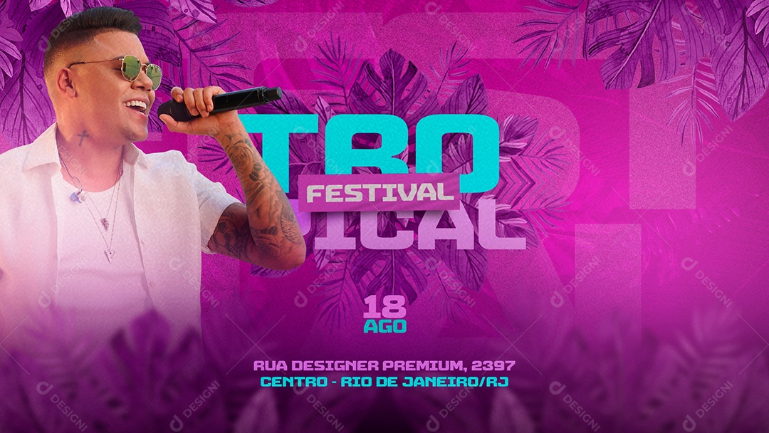 Banner Flyer Festival Tropical Social Media PSD Editável