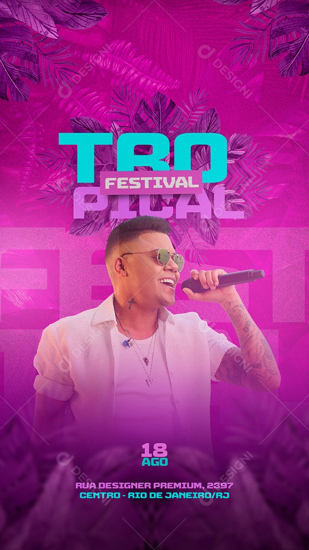 Story Flyer Festival Tropical Social Media PSD Editável