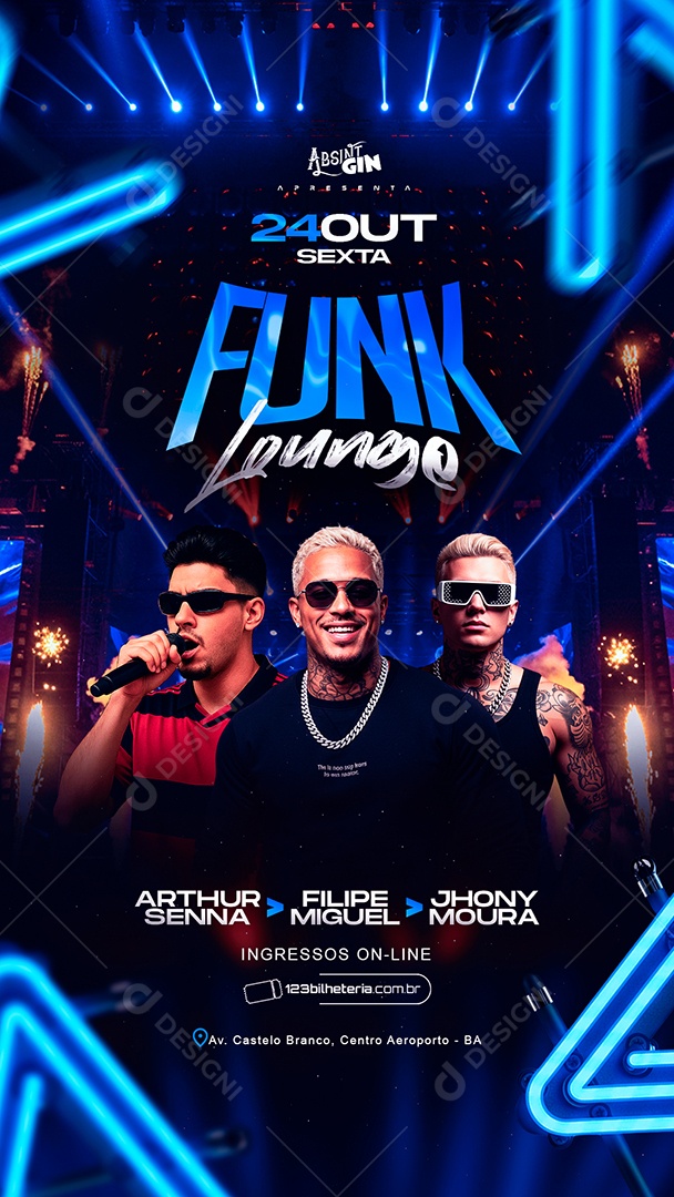 Story Flyer Próximos Shows Funk Lounng Social Media PSD Editável