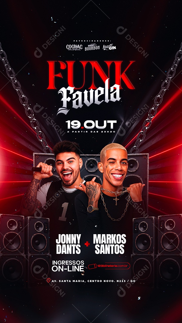 Story Flyer Próximos Shows Funk Favela Social Media PSD Editável